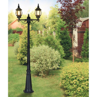 Садово-парковый светильник, столб 2*100W E27 230V, черный Feron 8114 11213