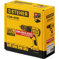 Бесщеточная дрель-шуруповерт STEHER 20В, без АКБ CDB-200