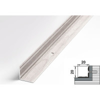 Порог внутренний угловой алюминиевый декоративный (20х20 мм, 0,9 м, Ясень белый) ЛУКА УТ000023988