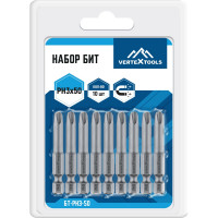 Набор бит PH3х50 10 шт. Vertextools БТ-PH3-50