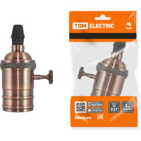 Подвесной патрон TDM ELECTRIC Е27 с выключателем, металлический "Лофт", медь SQ0335-0069