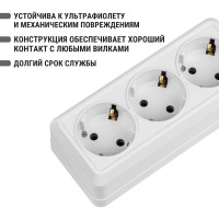 Розетка TDM ELECTRIC 3-х местная горизонтальная 2П+3 открытой установки IP20 16A белая "Ладога" SQ1801-0126