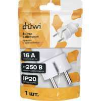 Прямая вилка duwi с заземлением белая 16А 250В 30465 4