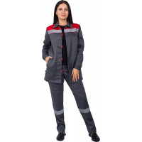 Женский костюм Веснис-1 СОП, ткань Смесовая, 210, брюки, темно-серый/красный, 56-58; 158-164 Факел 87471190.007