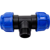 Компрессионный переходной тройник VALFEX ПНД, с наружной резьбой, 50-1 1/2"-50 1210025011250