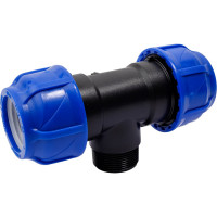 Компрессионный переходной тройник VALFEX ПНД, с наружной резьбой, 50-1 1/2"-50 1210025011250