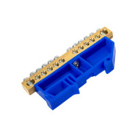 Шина TDM ELECTRIC "N" нулевая, с изолятором, на DIN-рейку, 8x12мм, стойка бол. 12 групп, SQ0801-0033