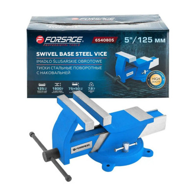 Тиски стальные поворотные с наковальней Forsage 5"-125мм F-6540805(18543)