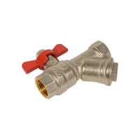 Шаровой кран MVI полнопроходной с фильтром, 1/2" внутренняя-внутренняя, бабочка BV.632.04