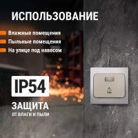 Звонок дверной (кнопка) с подсветкой скрытой установки, серый TDM ELECTRIC IP54 6A серия "Вуокса" SQ1803-0107