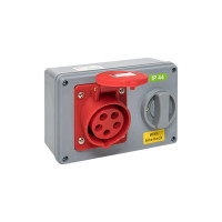 Розетка с блокировкой и выключателем EKF 1415 3Р+РЕ+N 16А 380В IP44 ps-1415-16-380