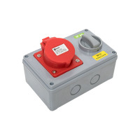Розетка с блокировкой и выключателем EKF 1415 3Р+РЕ+N 16А 380В IP44 ps-1415-16-380