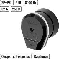 Разъём (розетка для электроплиты, вилка для электроплиты) РШ-ВШ 32А 250В 2Р+РЕ ОУ черный TDM ELECTRIC SQ1812-0002