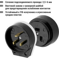 Разъём (розетка для электроплиты, вилка для электроплиты) РШ-ВШ 32А 250В 2Р+РЕ ОУ черный TDM ELECTRIC SQ1812-0002