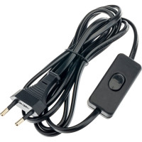 Провод с евроштекером и выключателем duwi черный, 2м H 03 VV-F 2x0,5 мм 28570 0