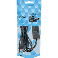 Провод с евроштекером и выключателем duwi черный, 1,8м H 03 VV-F 2x0,5 мм 28568 7