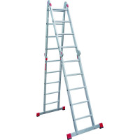 Профессиональная алюминиевая лестница-трансформер Новая Высота, ширина 400 мм, 2К башмаки, NV3320 2x4+2x5 3320245