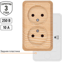 Двойная розетка TDM ELECTRIC 2П открытой установки IP20 10А 250В (керамика) сосна "Ладога" TDM ELECTRIC SQ1801-0412