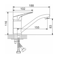 Смеситель для кухни Gota Rocio Enol с коротким изливом d35 латунь 1/10 100210-GOTA
