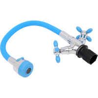 Смеситель для кухни Антей Радуга с 2-мя рукоятками, с силиконовым изливом, крепление гайка, голубой 5770713-ANT