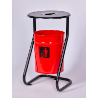 Урна уличная ПРОФМЕТСТИЛЬ металлическая, красная, с пепельницей, с креплением в асфальт 657