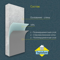 Теплоизоляционная панель Teplofom+ 10 XPS-02 1250x600x10 мм (двухсторонний слой) 10XPS-02short