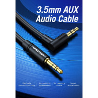 Аудио кабель Vention Jack 3,5 mm M/Jack 3,5 mm M, угол 90 - 1,5м, черный BAKBG-T