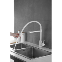 Смеситель для кухни ROSE с гибким изливом и магнитным держателем, белый R133C