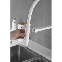 Смеситель для кухни ROSE с гибким изливом и магнитным держателем, белый R133C