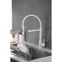 Смеситель для кухни ROSE с гибким изливом и магнитным держателем, белый R133C
