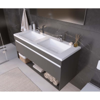 Полувстраиваемая раковина для ванной uperwood Modul_120 см, двойная, прямоугольная 2911020342