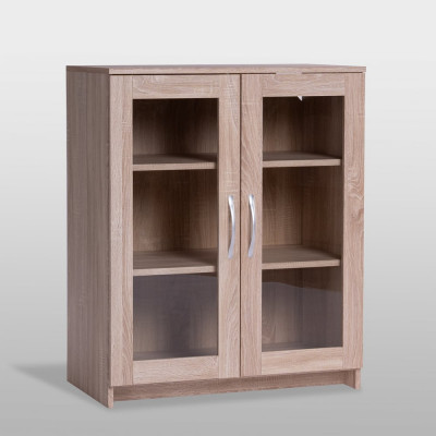Тумба Гуд ЛАКК СИРИУС 2 двери со стеклом, 78x41x94 см, бежевая, дуб сонома 2.02.03.360.3