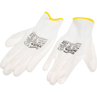 Нейлоновые перчатки с полиуретановым покрытием Gward белые, р.S, 12 пар PU1001