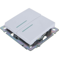Выключатель Smartbuy 2-клавишный с индикатором 10А белый Нептун SBE-05w-10-SW2-1