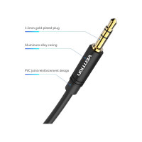 Аудио кабель Vention Jack 3,5 mm M/Jack 3,5 mm M, угол 90 - 1,5м, черный BAKBG-T