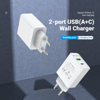 Сетевое зарядное устройство VENTION на 2 порта USB (A+C), QC 4.0, белый, 1 шт. FBBW0-EU
