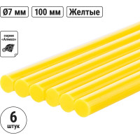 Стержни для клеевого пистолета универсальные желтые, 7 мм x 100 мм, 6 штук, TDM ELECTRIC «Алмаз» SQ1024-0506