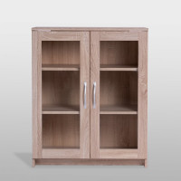 Тумба Гуд ЛАКК СИРИУС 2 двери со стеклом, 78x41x94 см, бежевая, дуб сонома 2.02.03.360.3