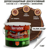 Деревозащитный декоративный состав ТЕРРАТЕКС палисандр, 7.5 кг, 9 л ЭК000137008