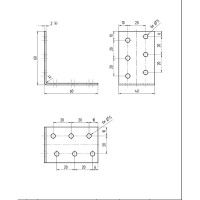 Перфорированный уголок ALBERTS нерж. сталь, 60x60x40 мм 361044