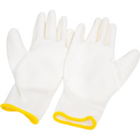 Нейлоновые перчатки с полиуретановым покрытием Gward белые, р.S, 12 пар PU1001