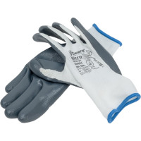 Нейлоновые перчатки Gward Nitro белые, с серым нитриловым покрытием, р. L 12 пар N2002C