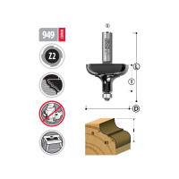 Фреза профильная 50.8х32х81 мм, S=12 мм, R=10.5/8.7 мм WOODWORK 949.1008.12