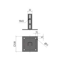 Основание потолочной стойки Система КМ INOX304 LO6280 OUPT INOX304