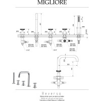 Смеситель на борт ванны Migliore REVERSA на 5 отв., золото 28204