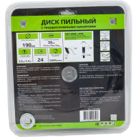 Пильный диск по дереву 190x1.4/2.2x30/25.4/20/16 мм, 24Т, черновая обработка GRAFF 21219024