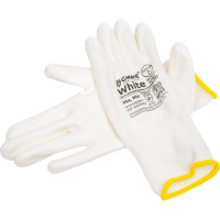 Нейлоновые перчатки с полиуретановым покрытием Gward белые, р.S, 12 пар PU1001