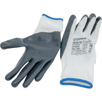 Нейлоновые перчатки Gward Nitro белые, с серым нитриловым покрытием, р. L 12 пар N2002C