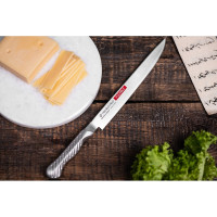 Кухонный сверхгибкий сервисный нож TOJIRO knife, длина лезвия 190 мм, сталь мо-v, рукоять нержавеющая сталь FD-705