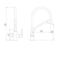 Смеситель для кухни D-Lin с подключением фильтра питьевой воды и гибким изливом, черный D159317-A